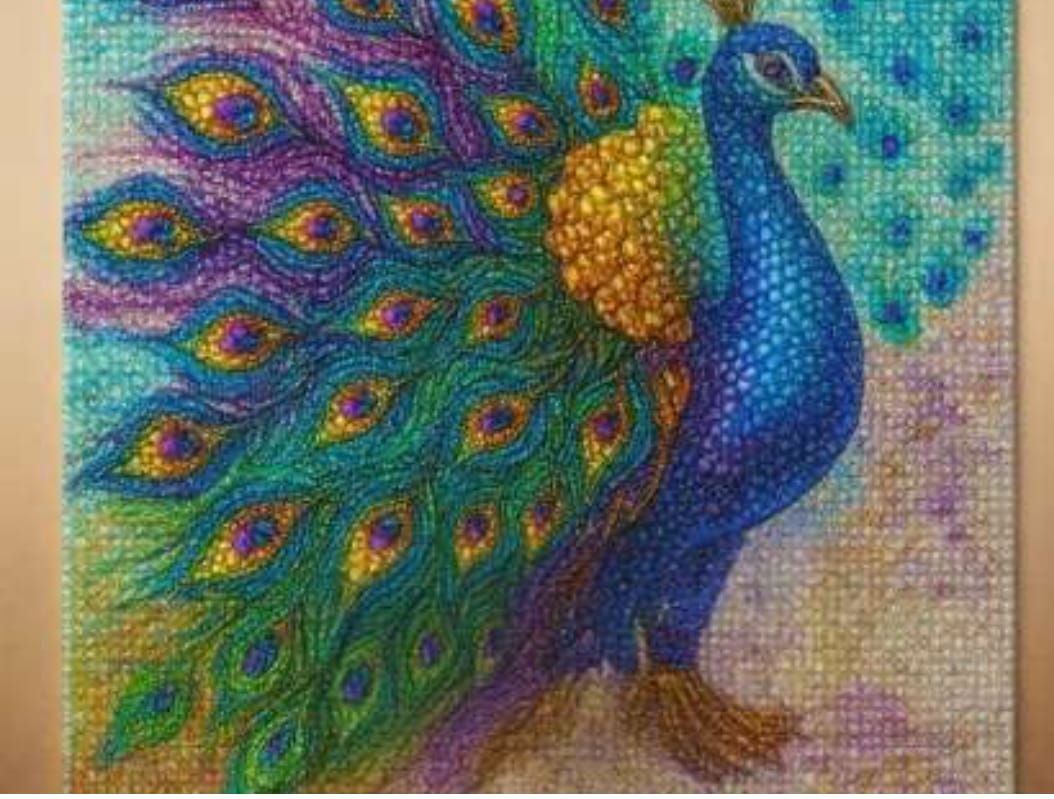 Tableau diamant paon peinture diamant - 30x40cm